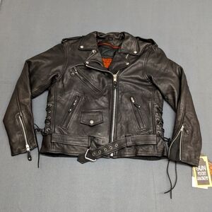 Milwaukee Riders Women's Leather Biker Jacket Size XL Asymmetrical